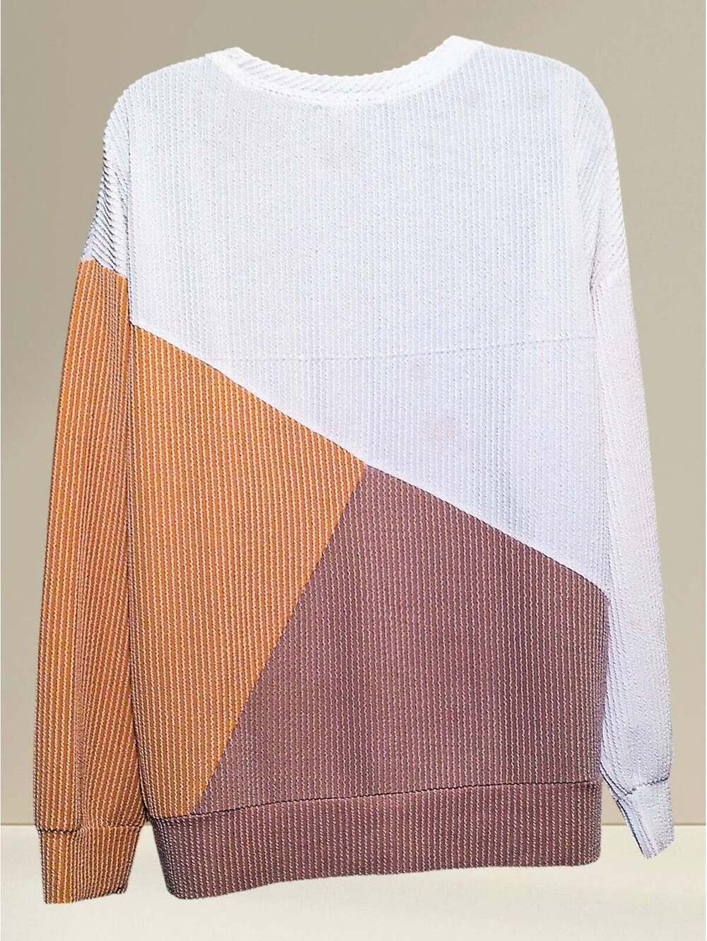 Automet Colorblock Ribbed Oversized Sweater L White Orange - Picture 4 of 8